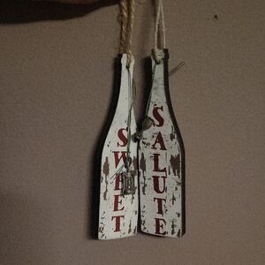 Rustic Wooden Wall Decor with Red Lettering